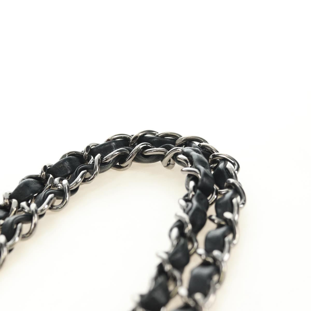 CHANEL Star Turn Lock Chain Hand Bag Vinyl Black Silver CC Auth yk20372SAV
