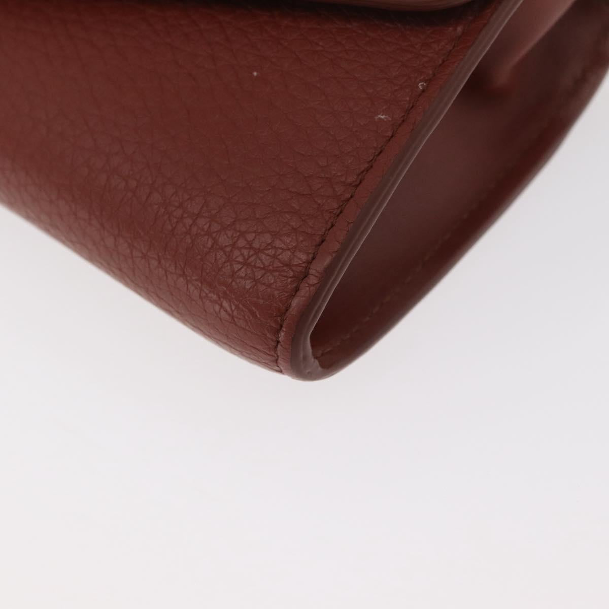 Chloe Chain Wallet Shoulder Bag Leather Brown Gold Auth yk20373A