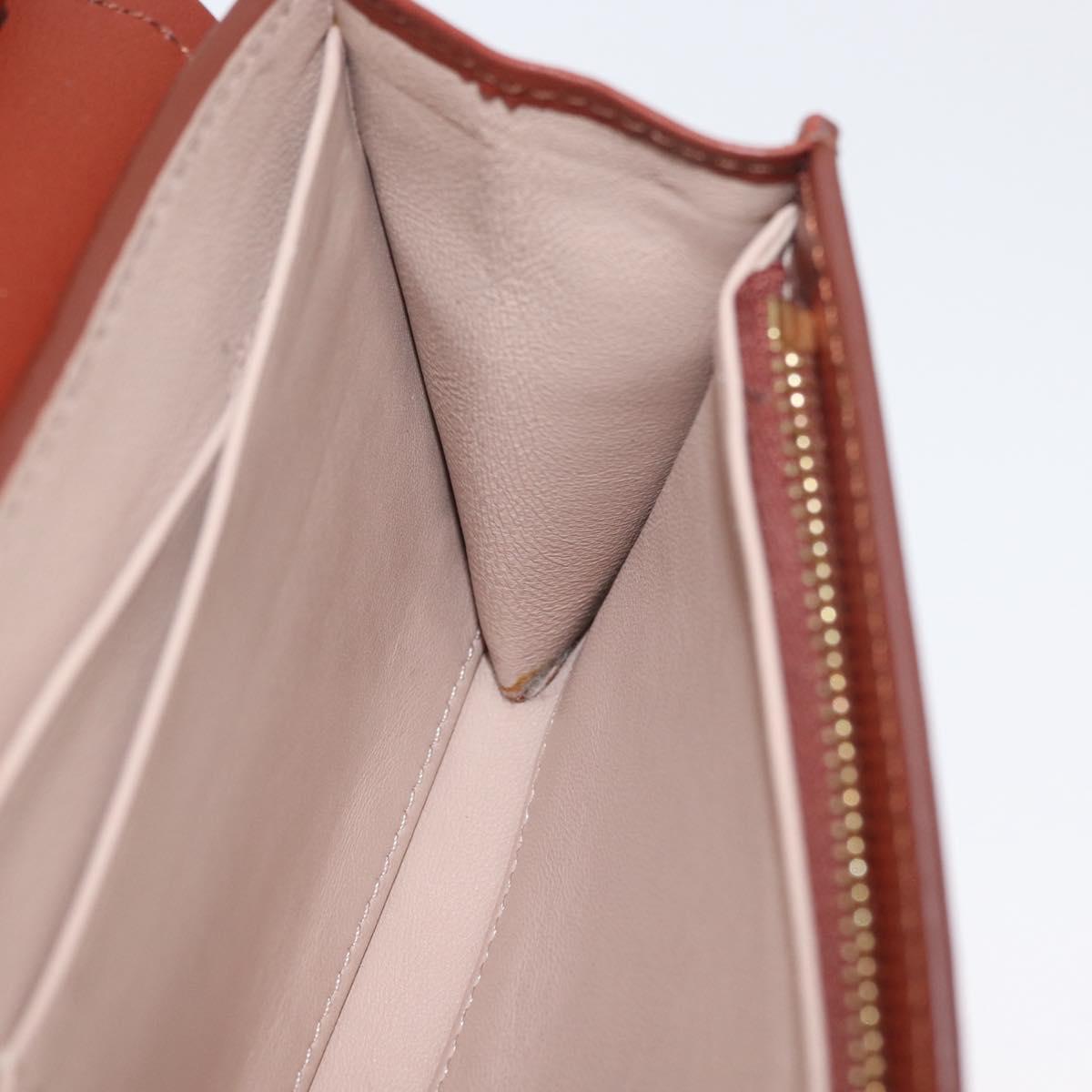 Chloe Chain Wallet Shoulder Bag Leather Brown Gold Auth yk20373A
