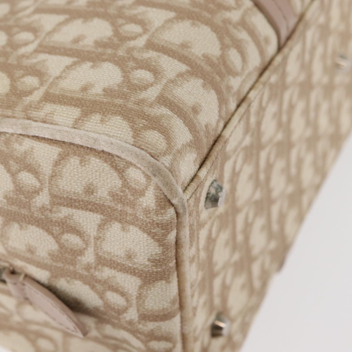 Christian Dior Trotter Canvas Romantic Hand Bag PVC Beige Silver Auth yk20375SAV