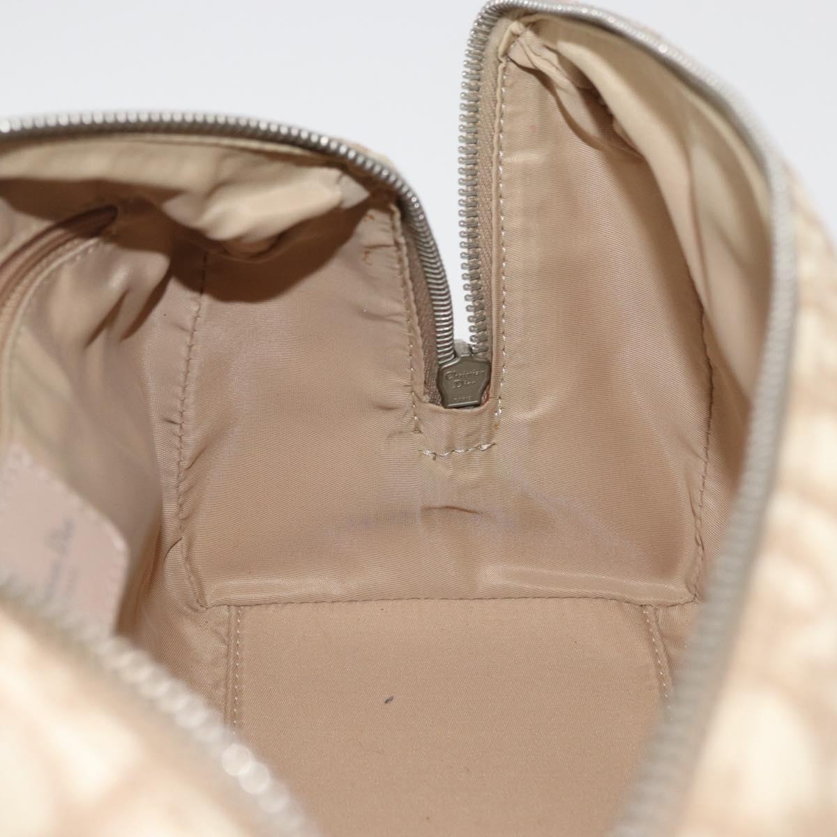 Christian Dior Trotter Canvas Romantic Hand Bag PVC Beige Silver Auth yk20375SAV