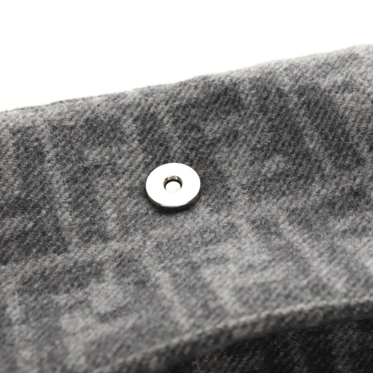 FENDI Zucca Canvas Mamma Baguette Shoulder Bag Wool Gray Silver Auth yk20376SAV