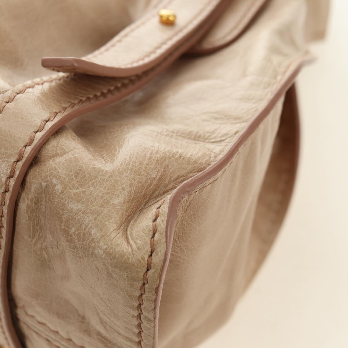 Miu Miu Shoulder Bag Leather Gold Beige Auth yk20378SAM