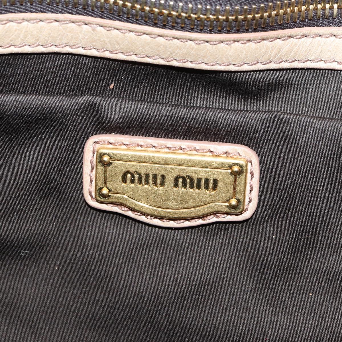 Miu Miu Shoulder Bag Leather Gold Beige Auth yk20378SAM