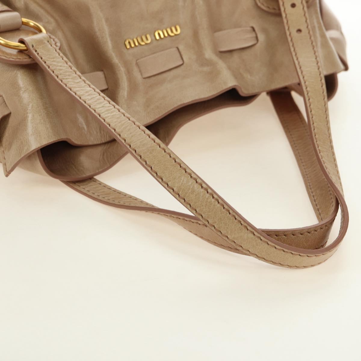 Miu Miu Shoulder Bag Leather Gold Beige Auth yk20378SAM