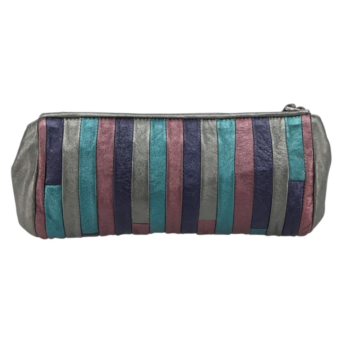 Miu Miu Pouch Leather Multicolor Silver Auth yk20380A