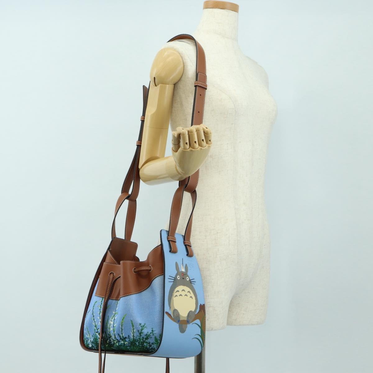 LOEWE Ghibli Collaboration Totoro Hammock Small Bag Leather Blue Auth yk20381SM