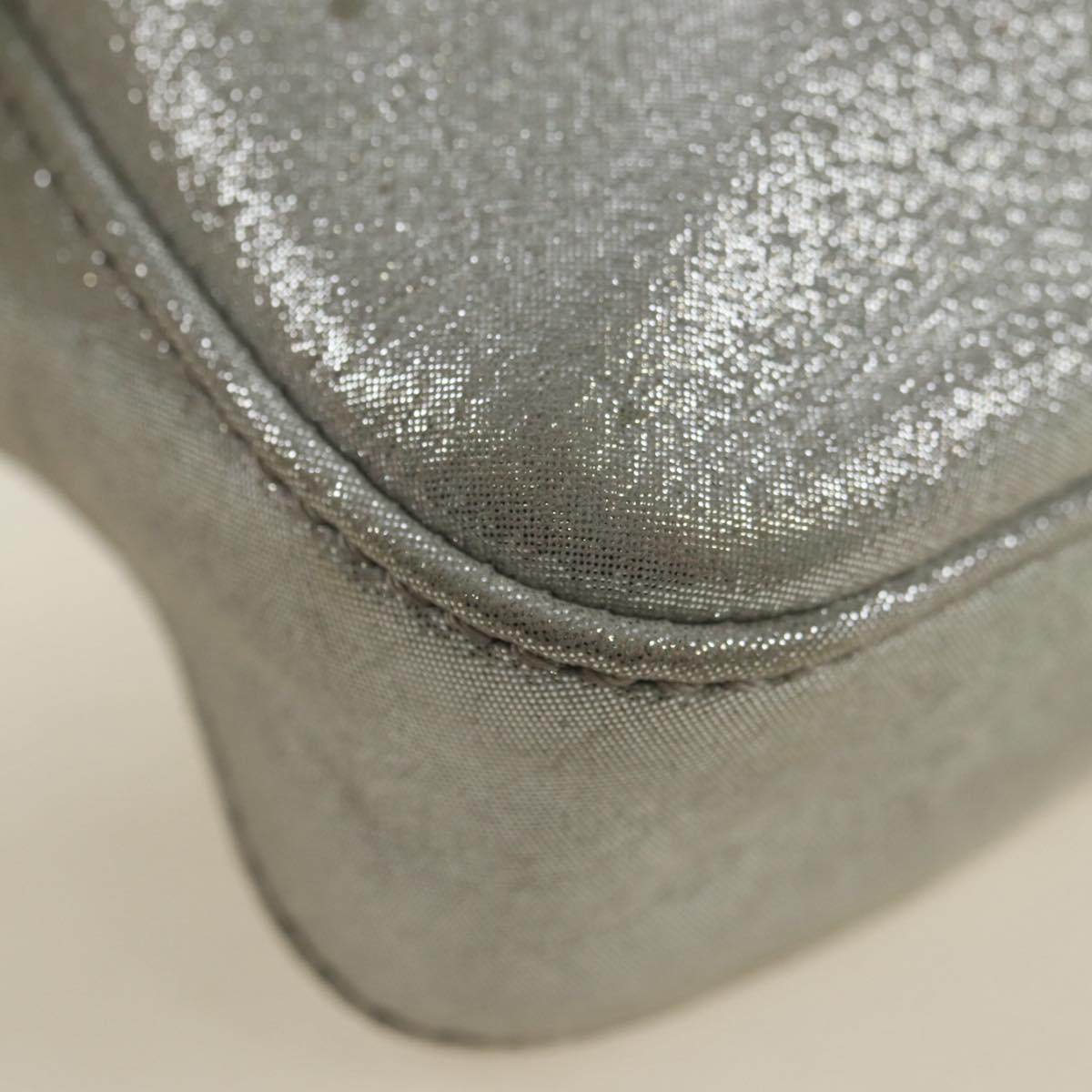 FENDI Rhinestone Mamma Baguette Shoulder Bag Leather Silver Auth yk20386SM