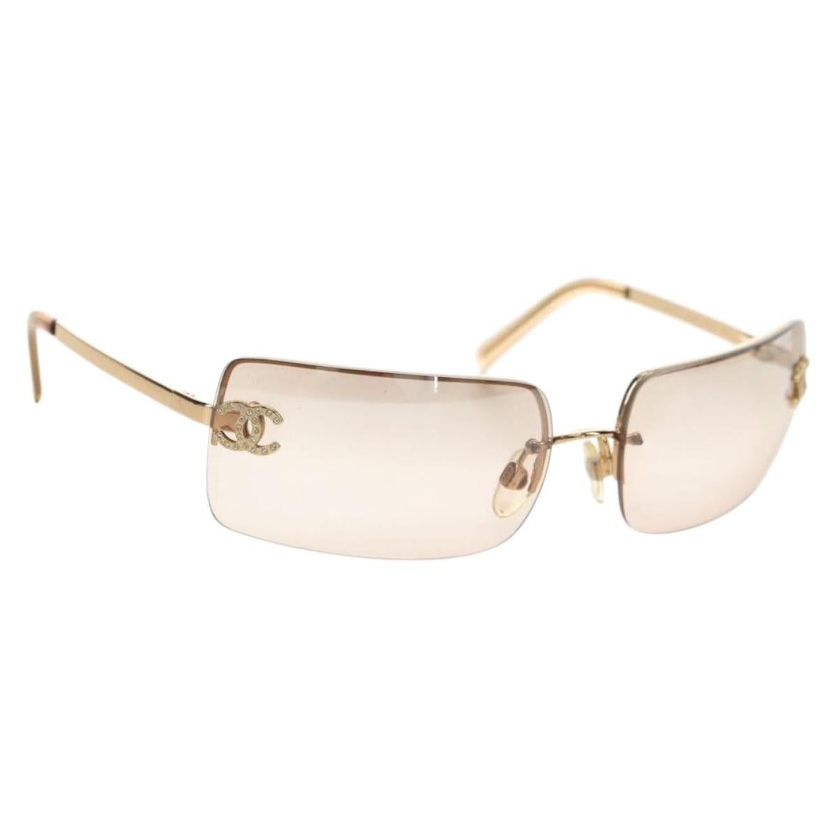 CHANEL Sunglasses metal Gold Tone CC Auth yk20387SAM