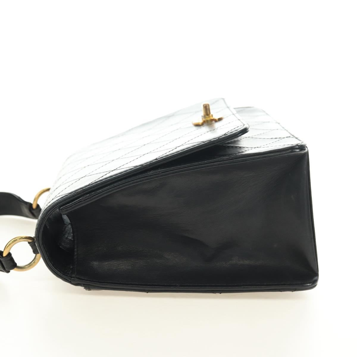 CHANEL Matelasse Hand Bag Leather Black Gold CC Auth yk20389SAV