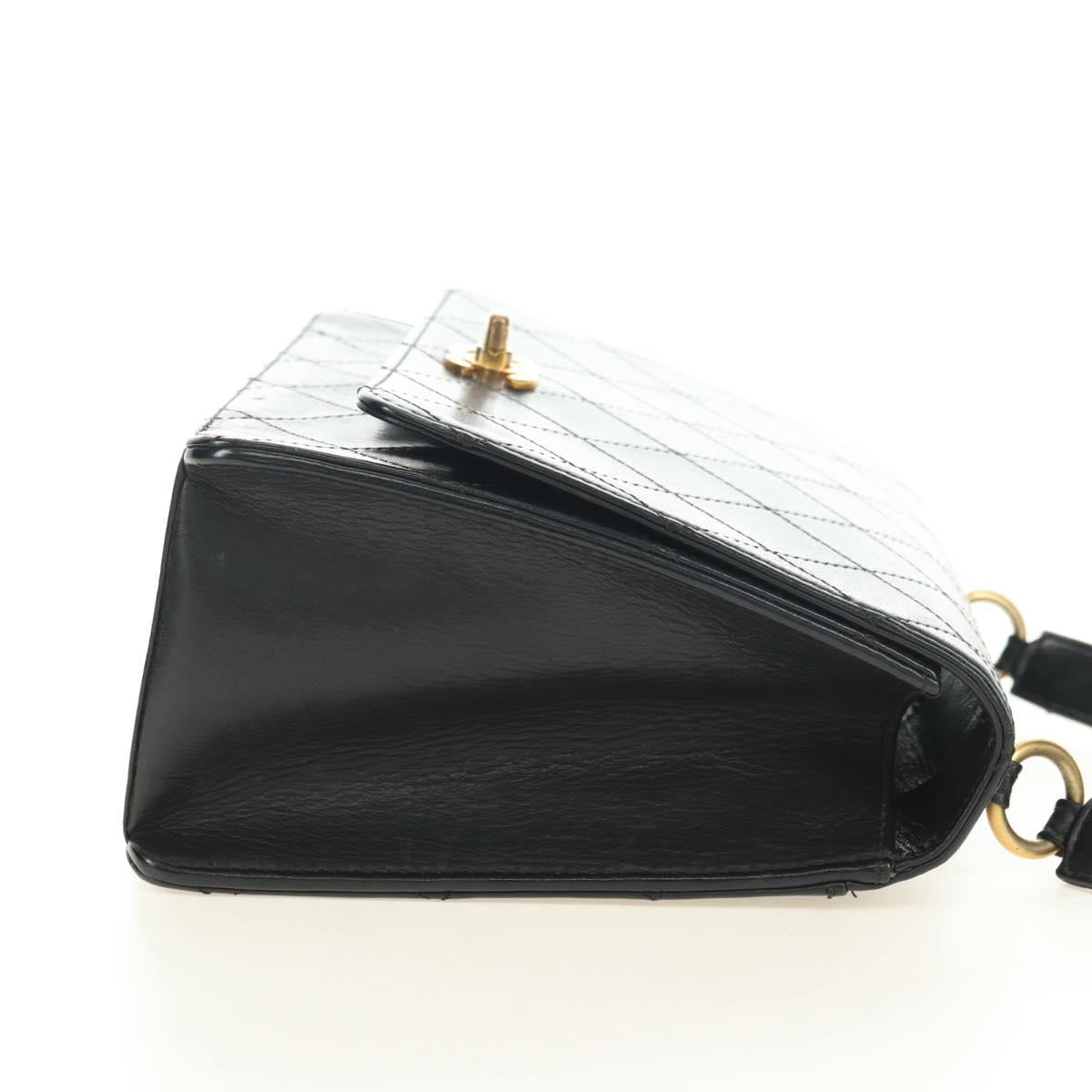 CHANEL Matelasse Hand Bag Leather Black Gold CC Auth yk20389SAV