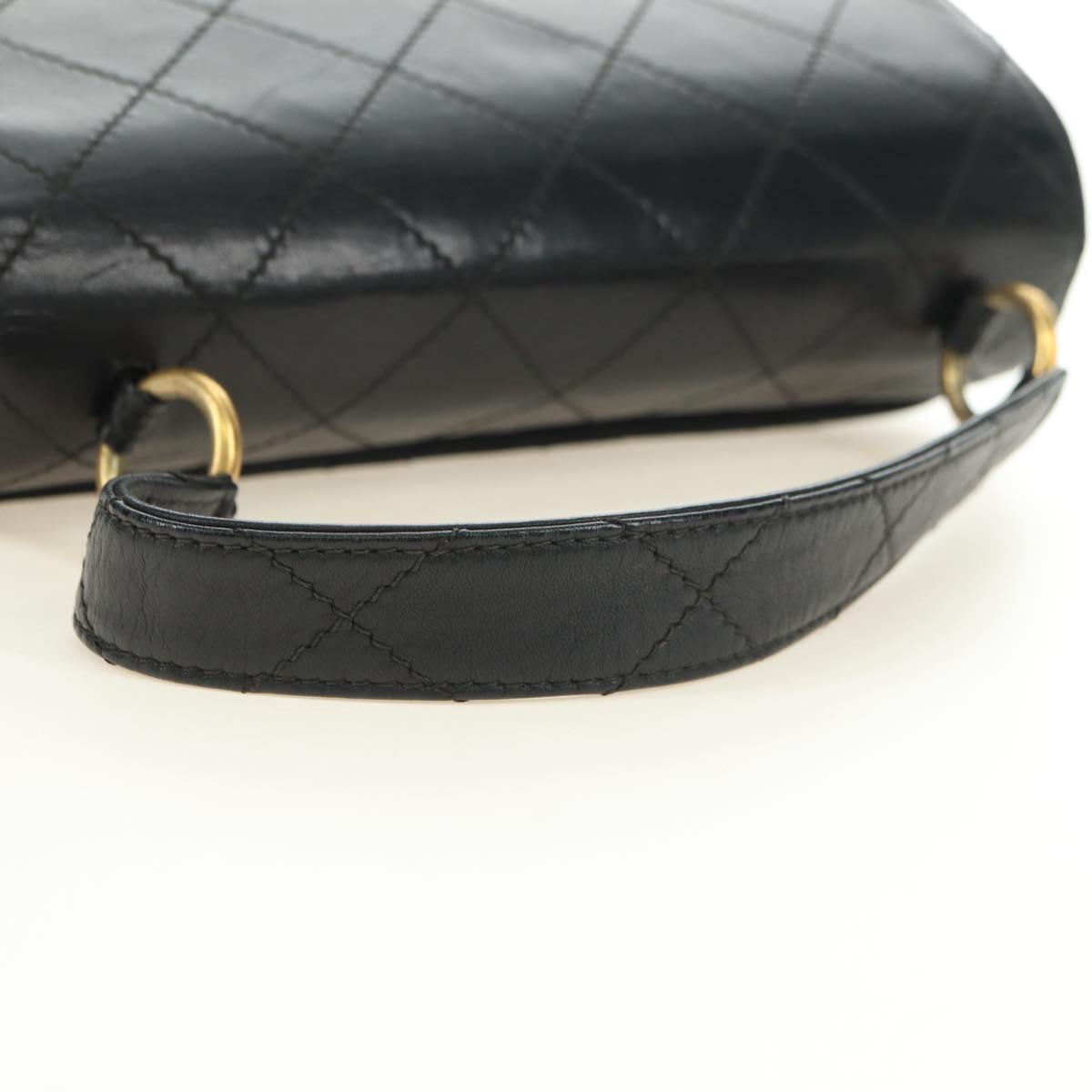CHANEL Matelasse Hand Bag Leather Black Gold CC Auth yk20389SAV