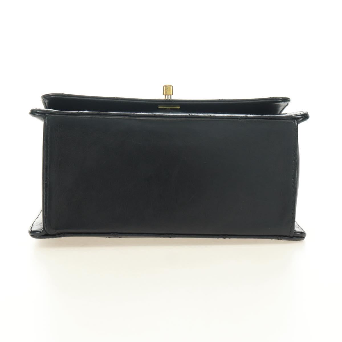 CHANEL Matelasse Hand Bag Leather Black Gold CC Auth yk20389SAV
