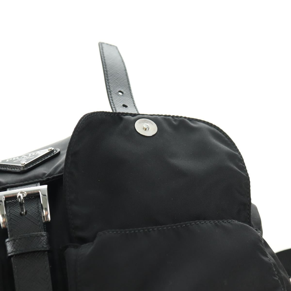 PRADA Backpack Nylon Black Silver 1BZ811 Auth yk20393SAM