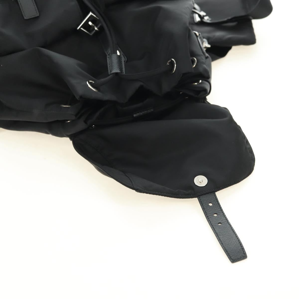 PRADA Backpack Nylon Black Silver 1BZ811 Auth yk20393SAM