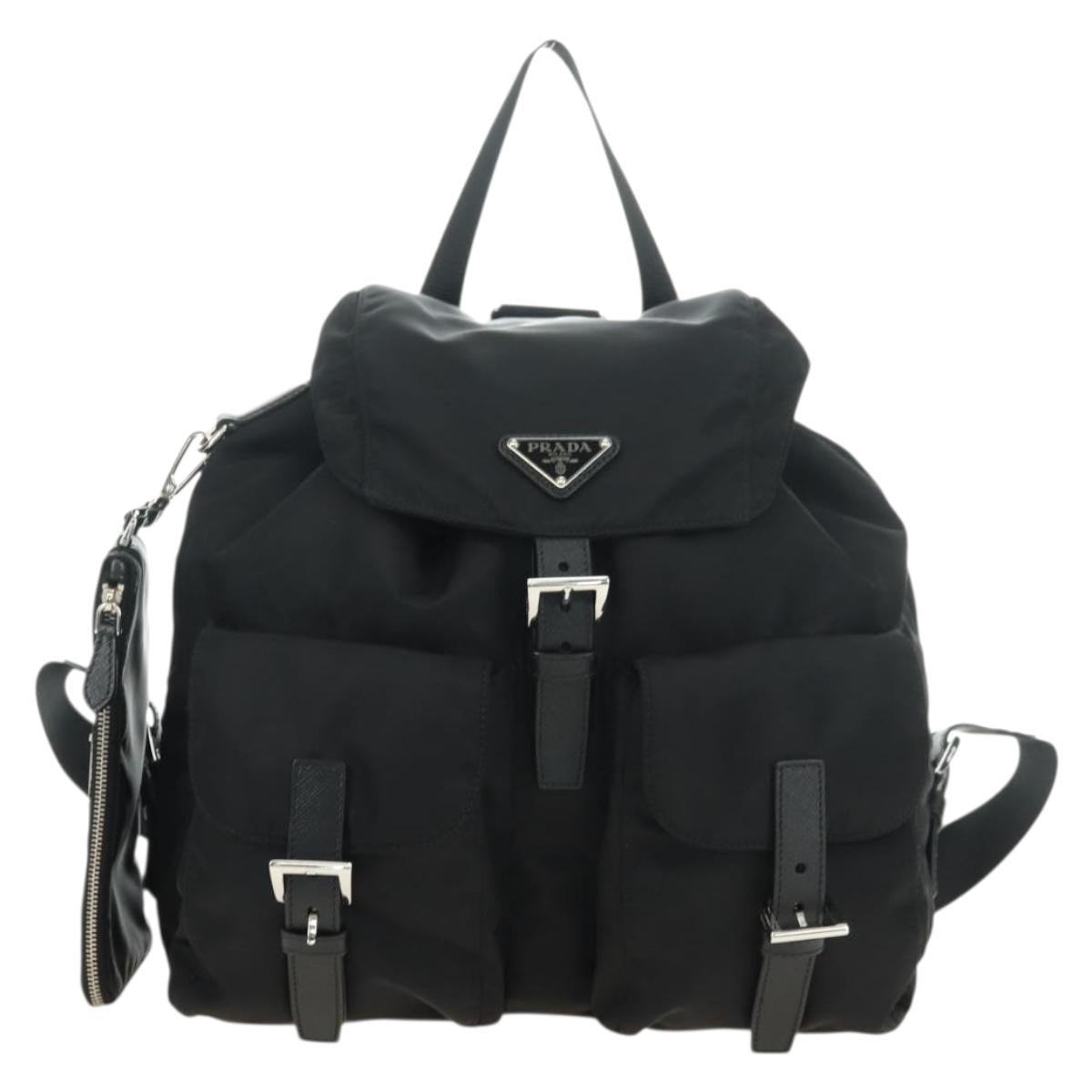 PRADA Backpack Nylon Black Silver 1BZ811 Auth yk20393SAM