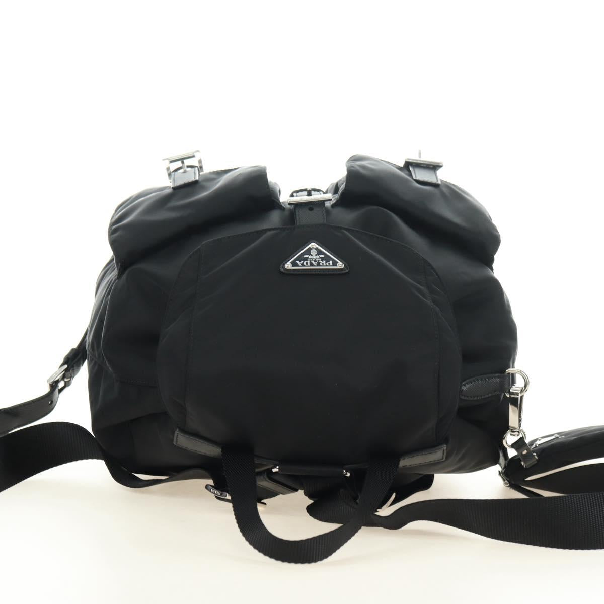 PRADA Backpack Nylon Black Silver 1BZ811 Auth yk20393SAM
