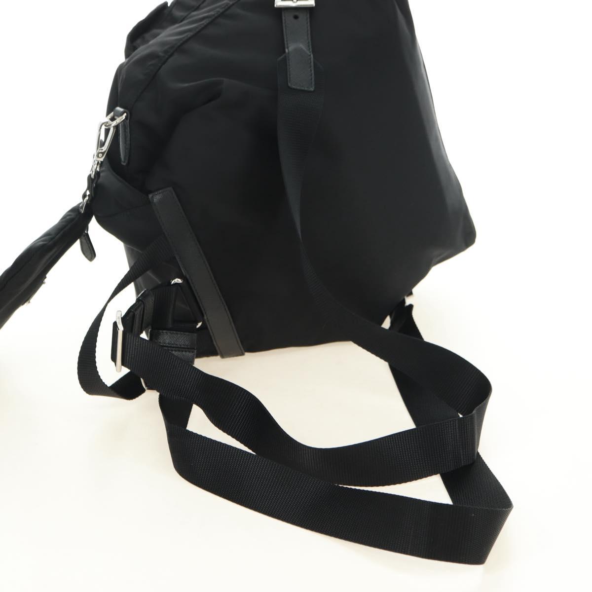 PRADA Backpack Nylon Black Silver 1BZ811 Auth yk20393SAM