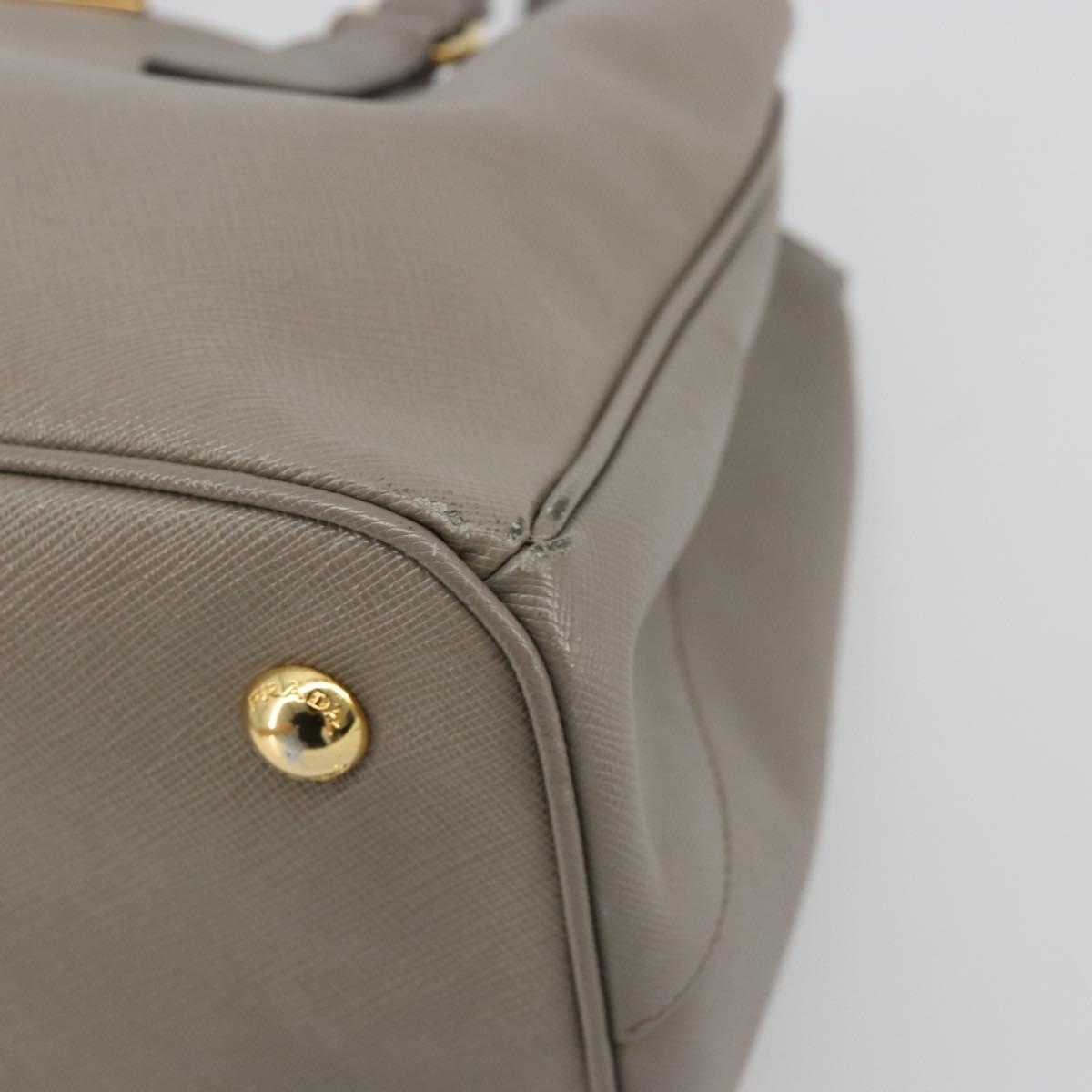 PRADA Galleria Hand Bag Safiano leather Gray Gold Auth yk20395A