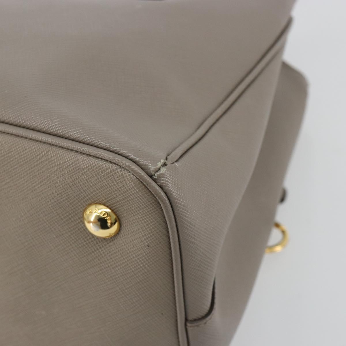 PRADA Galleria Hand Bag Safiano leather Gray Gold Auth yk20395A