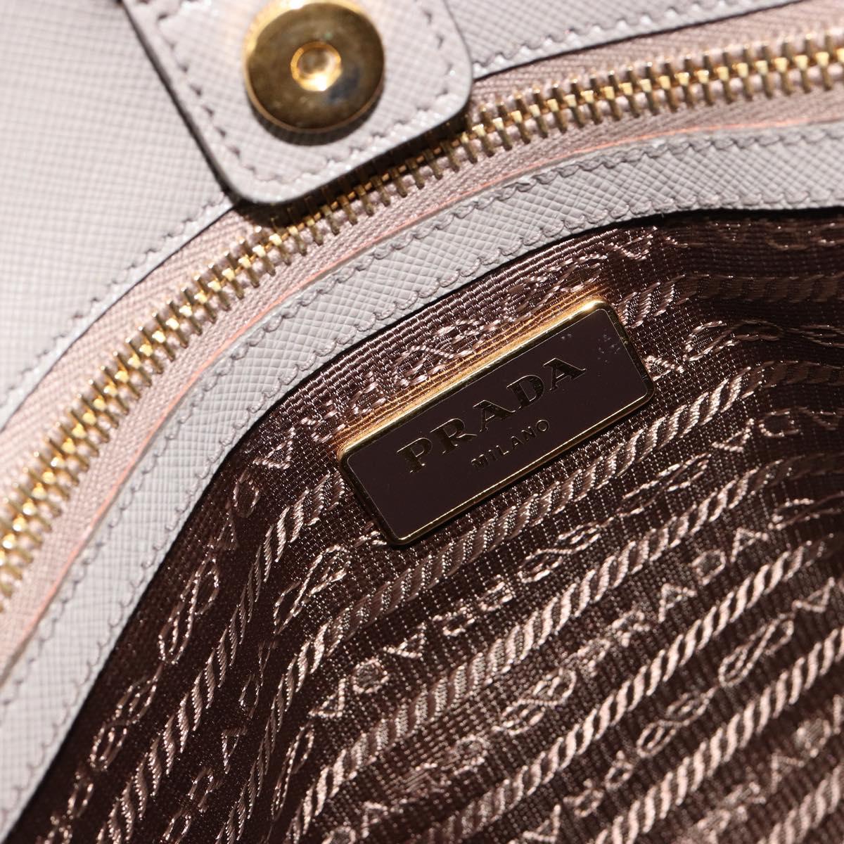 PRADA Galleria Hand Bag Safiano leather Gray Gold Auth yk20395A