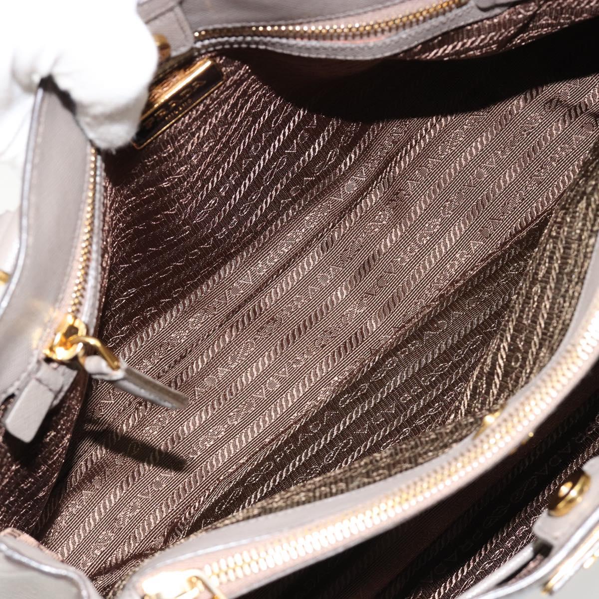 PRADA Galleria Hand Bag Safiano leather Gray Gold Auth yk20395A