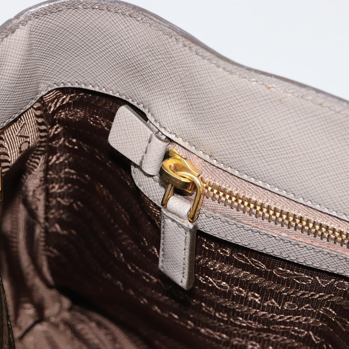 PRADA Galleria Hand Bag Safiano leather Gray Gold Auth yk20395A