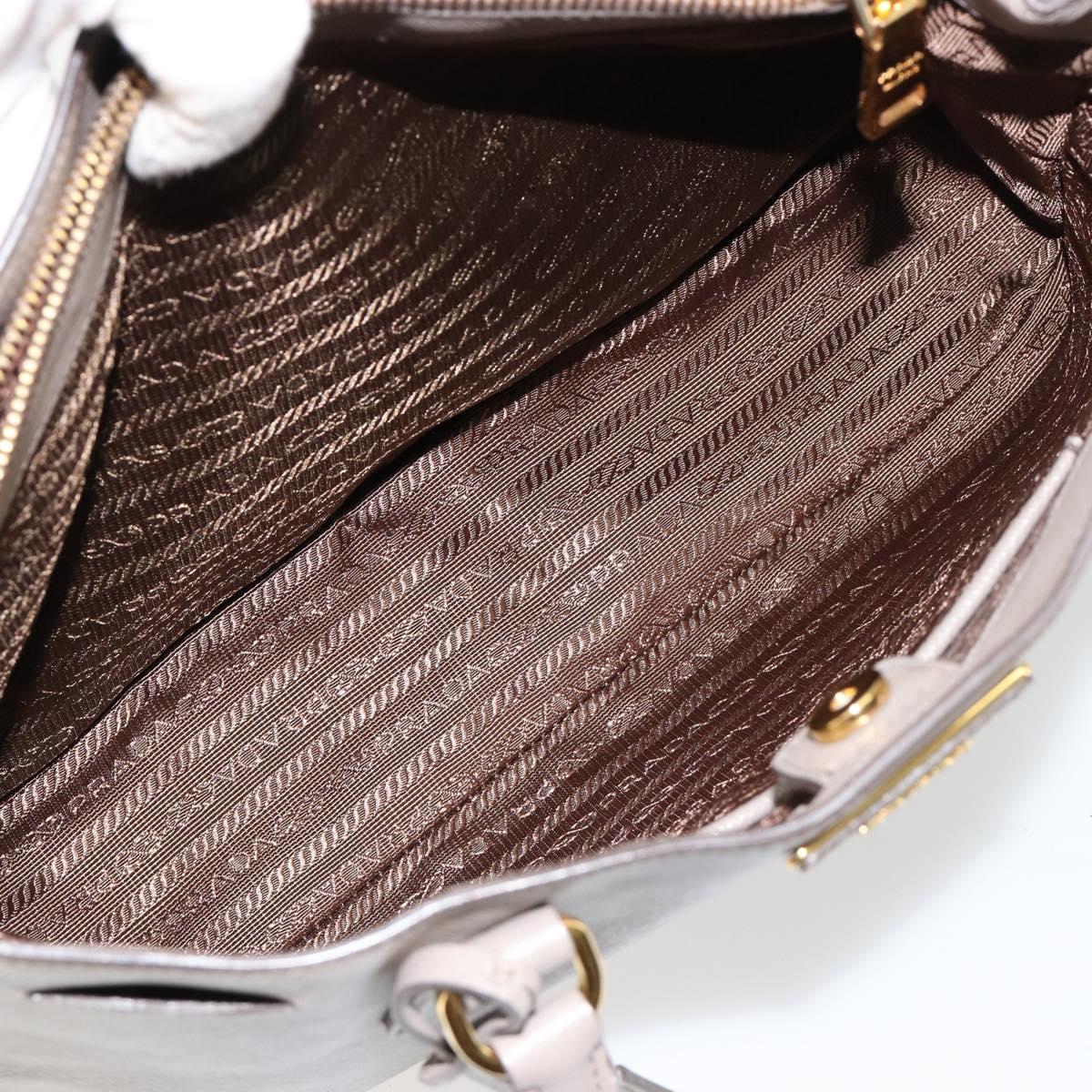 PRADA Galleria Hand Bag Safiano leather Gray Gold Auth yk20395A