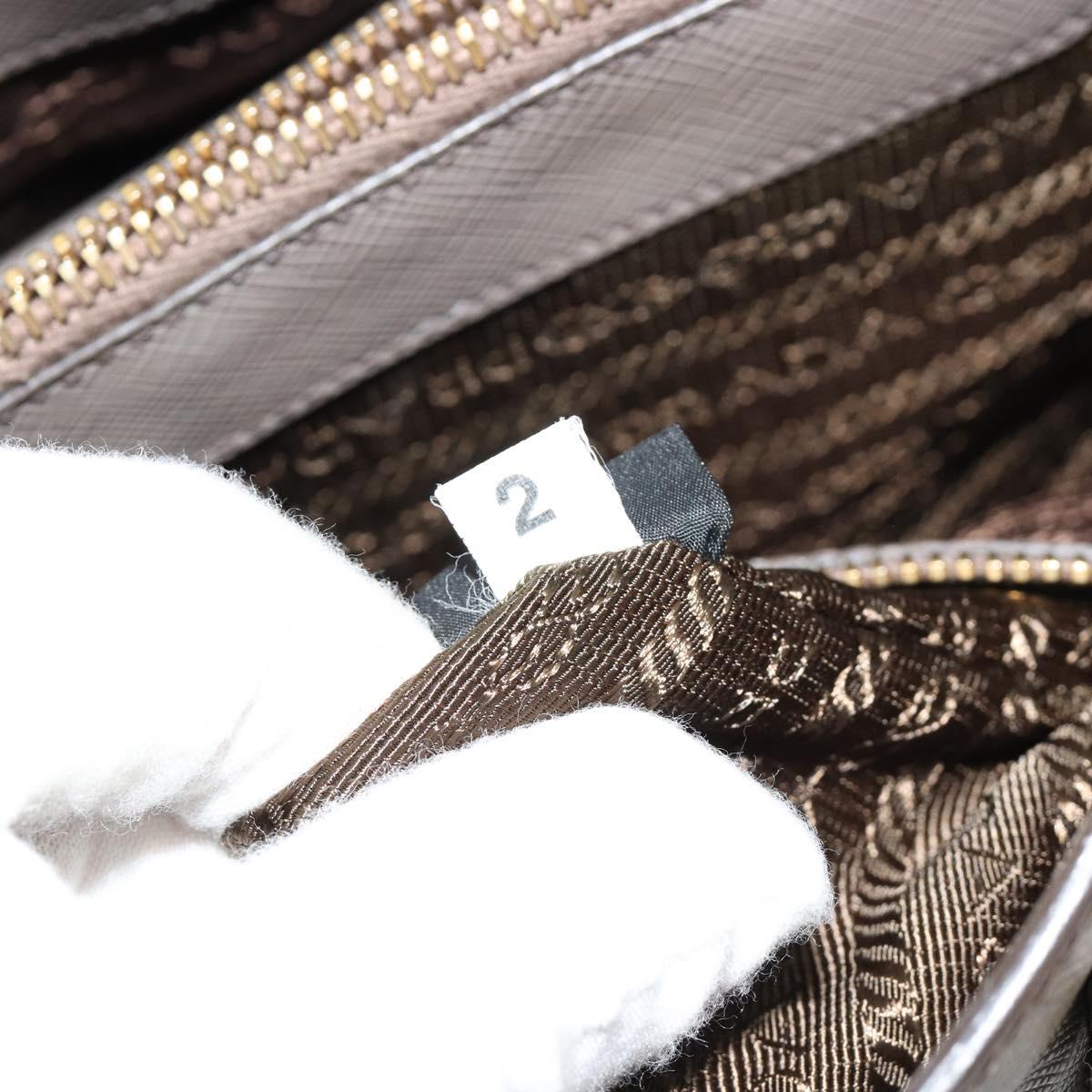 PRADA Galleria Hand Bag Safiano leather Gray Gold Auth yk20395A