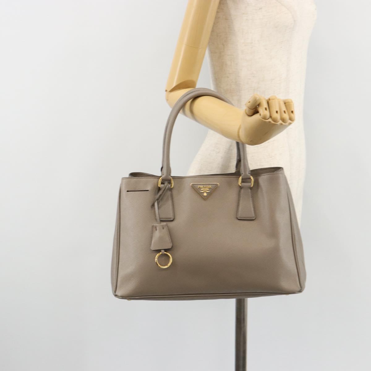 PRADA Galleria Hand Bag Safiano leather Gray Gold Auth yk20395A