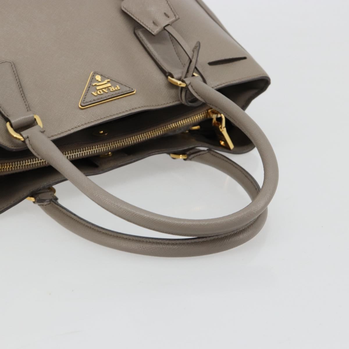 PRADA Galleria Hand Bag Safiano leather Gray Gold Auth yk20395A