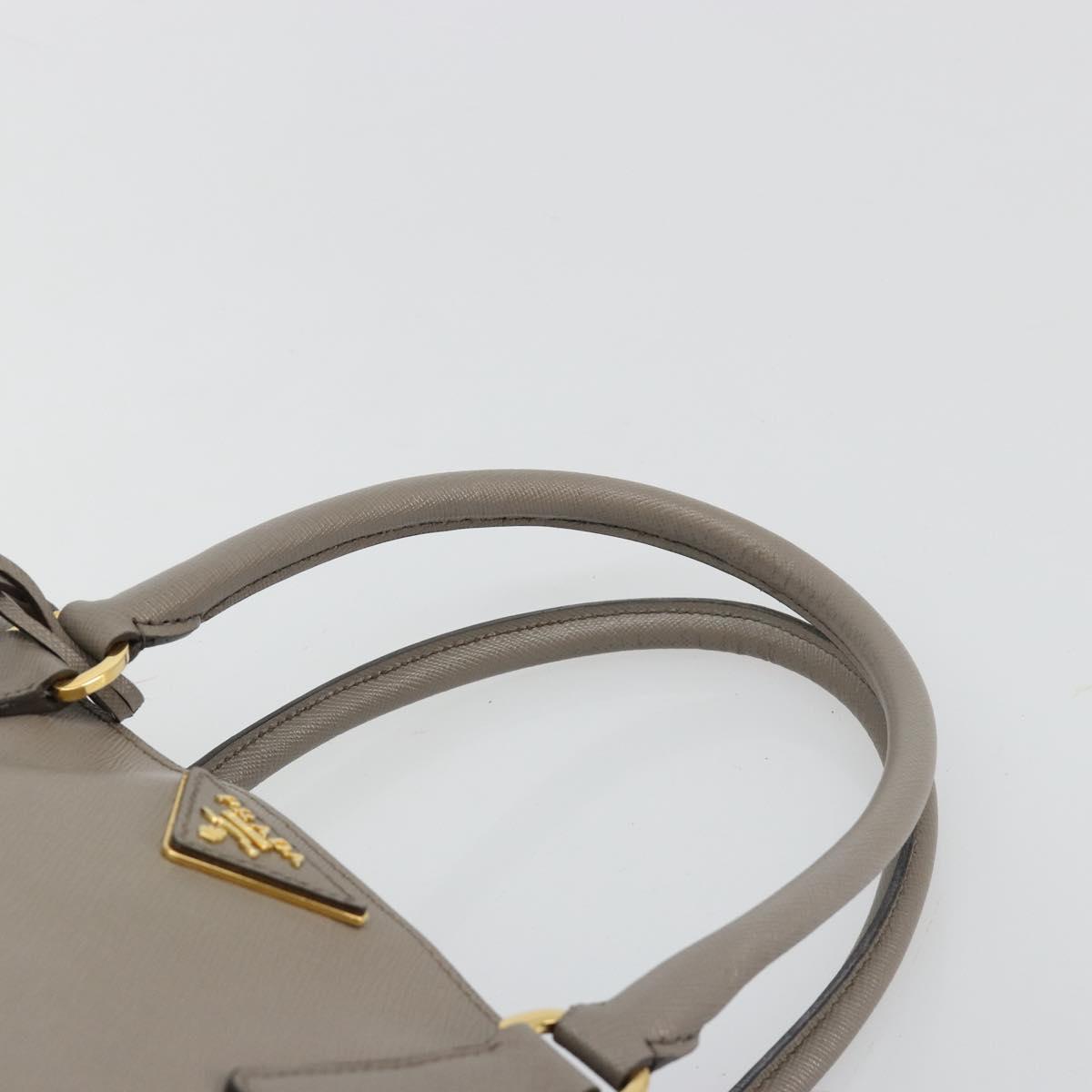 PRADA Galleria Hand Bag Safiano leather Gray Gold Auth yk20395A