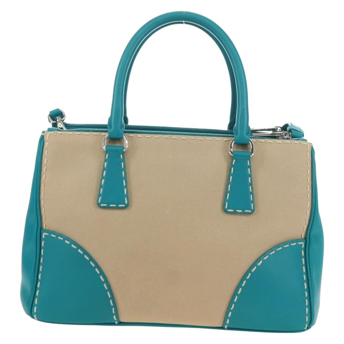 PRADA Galleria Hand Bag Leather 2way Blue Silver Auth yk20397SAM