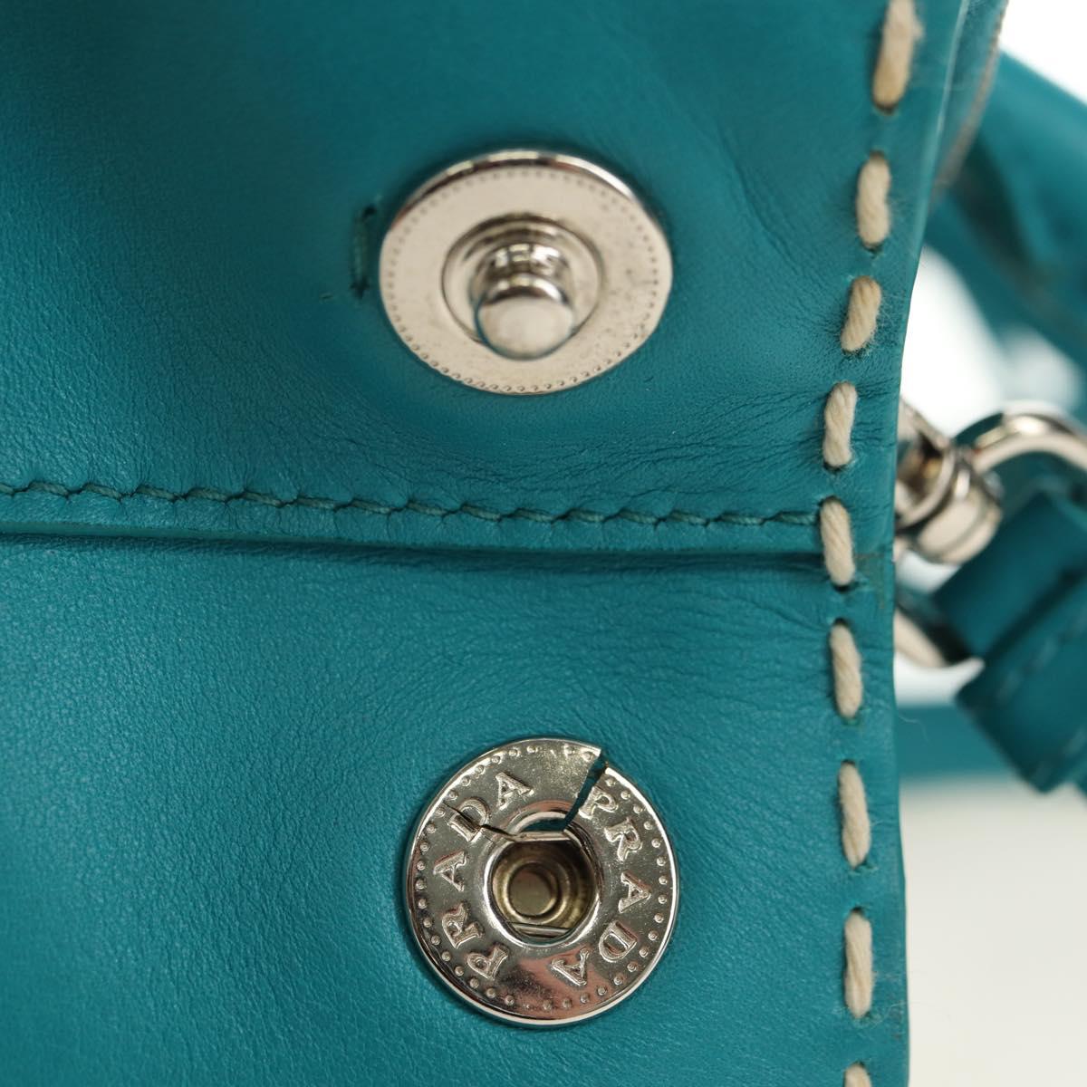 PRADA Galleria Hand Bag Leather 2way Blue Silver Auth yk20397SAM