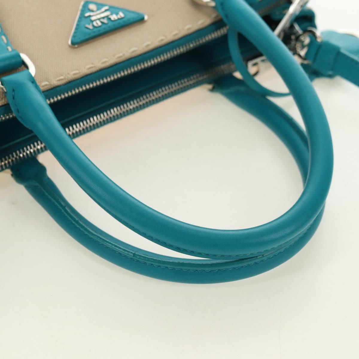 PRADA Galleria Hand Bag Leather 2way Blue Silver Auth yk20397SAM