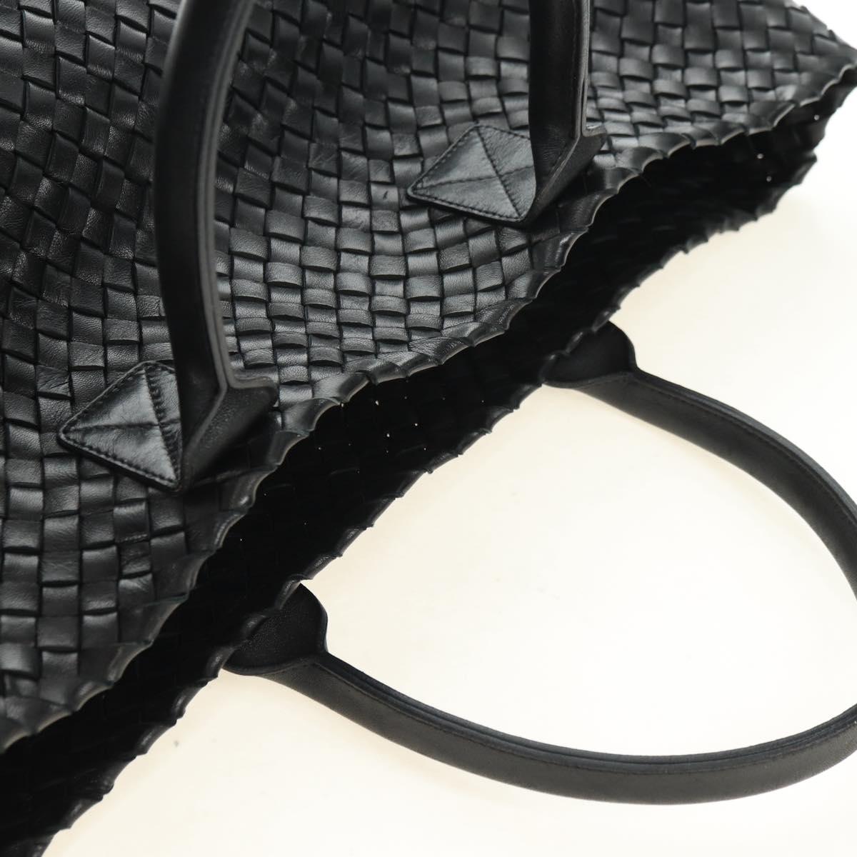 BOTTEGA VENETA INTRECCIATO Cabas MM Tote Bag Leather Black Auth yk20398SAV