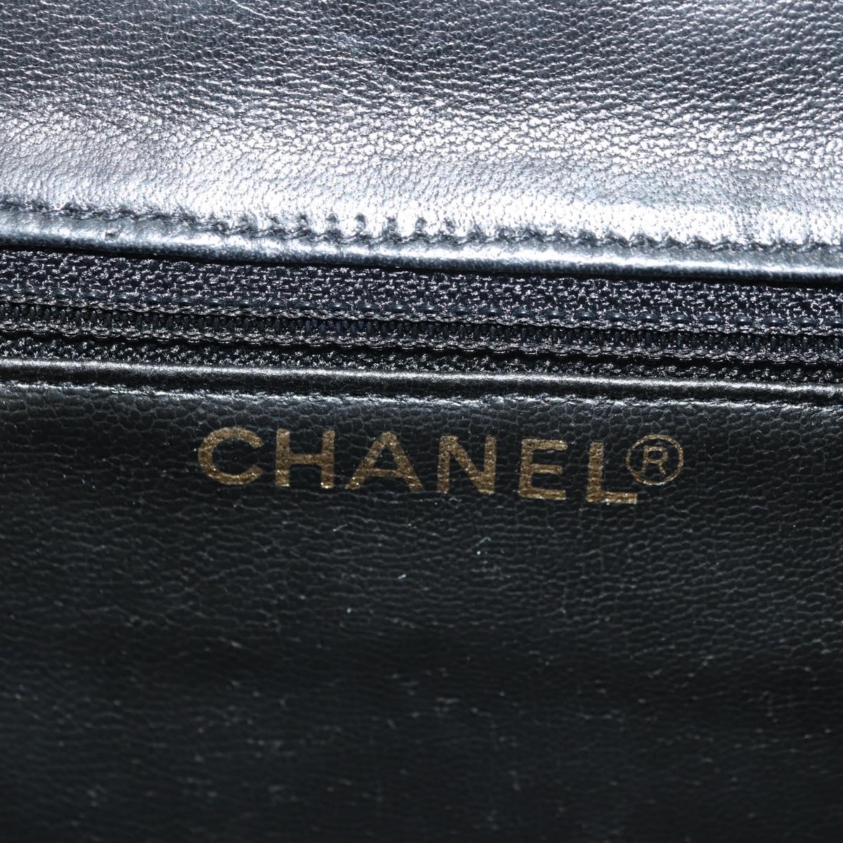 CHANEL Matelasse Chain Shoulder Bag Lamb Skin Black Gold CC Auth yk20399SAV