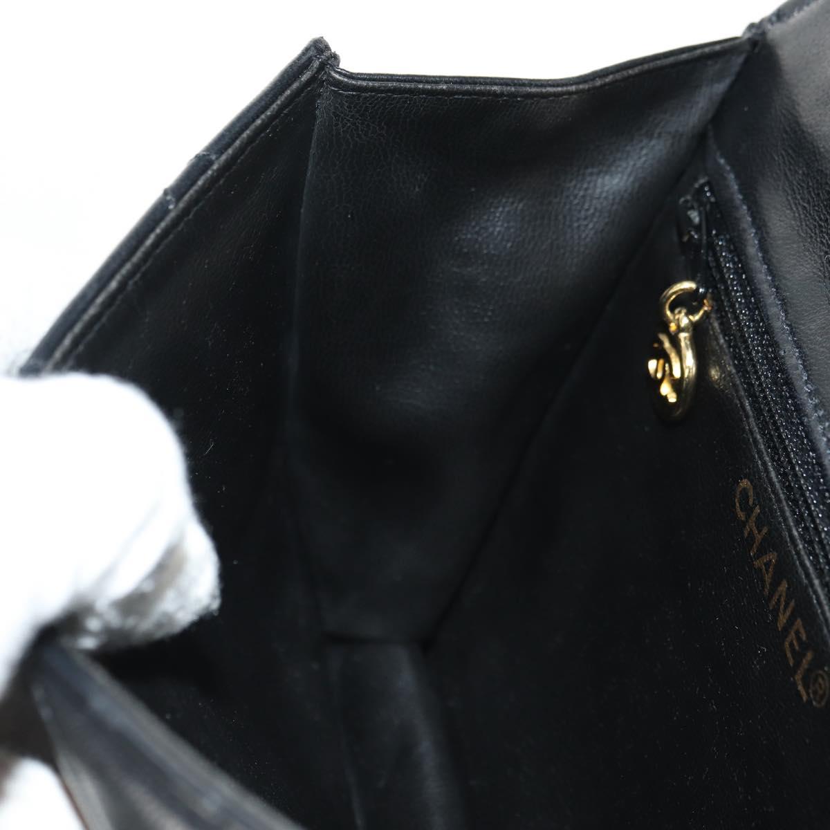 CHANEL Matelasse Chain Shoulder Bag Lamb Skin Black Gold CC Auth yk20399SAV