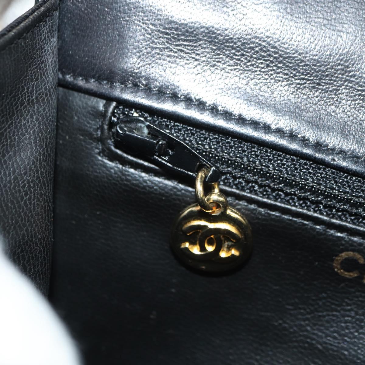 CHANEL Matelasse Chain Shoulder Bag Lamb Skin Black Gold CC Auth yk20399SAV