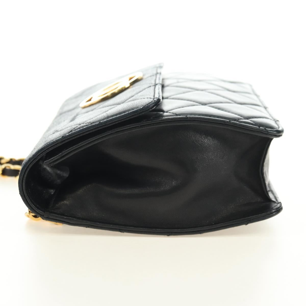 CHANEL Matelasse Chain Shoulder Bag Lamb Skin Black Gold CC Auth yk20399SAV