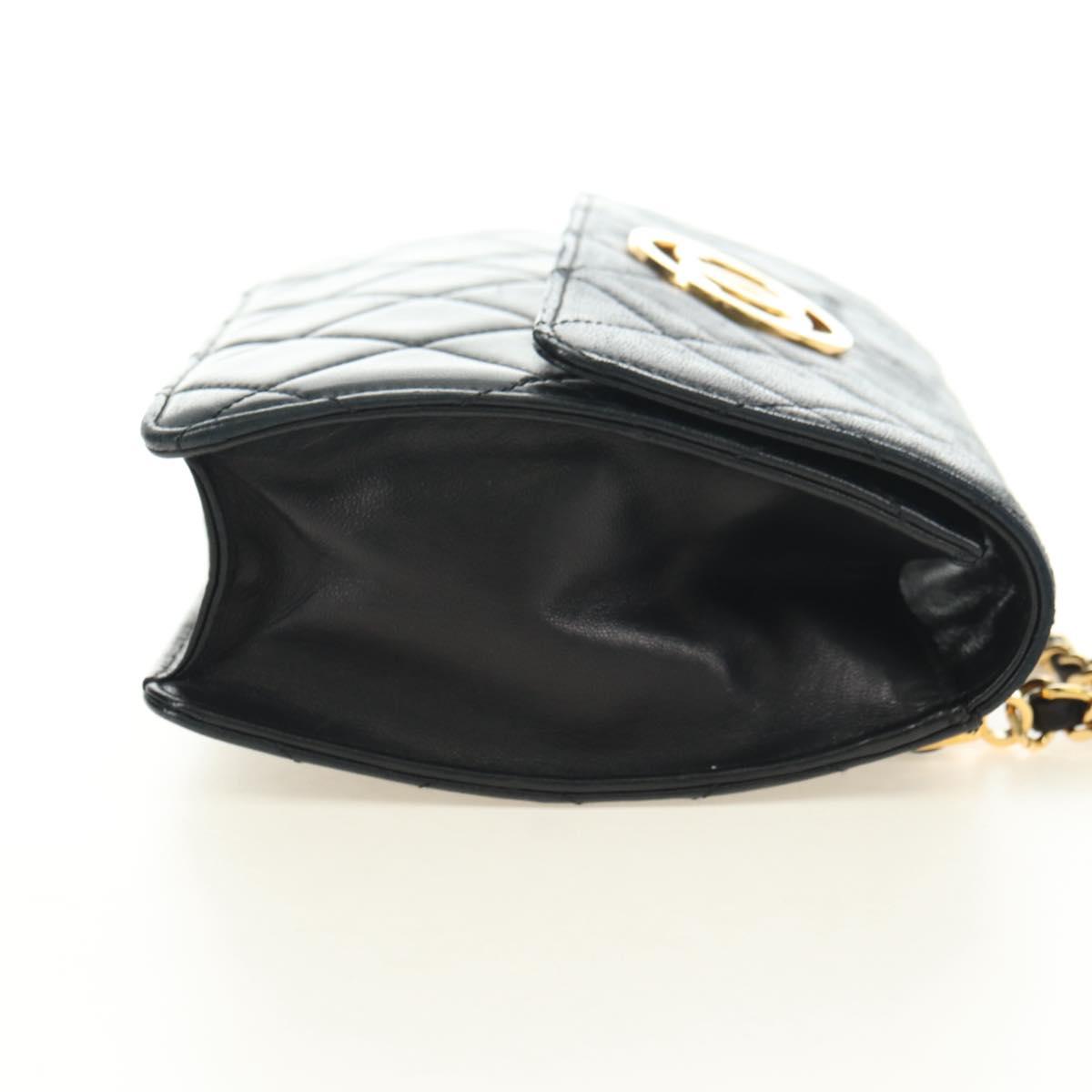 CHANEL Matelasse Chain Shoulder Bag Lamb Skin Black Gold CC Auth yk20399SAV