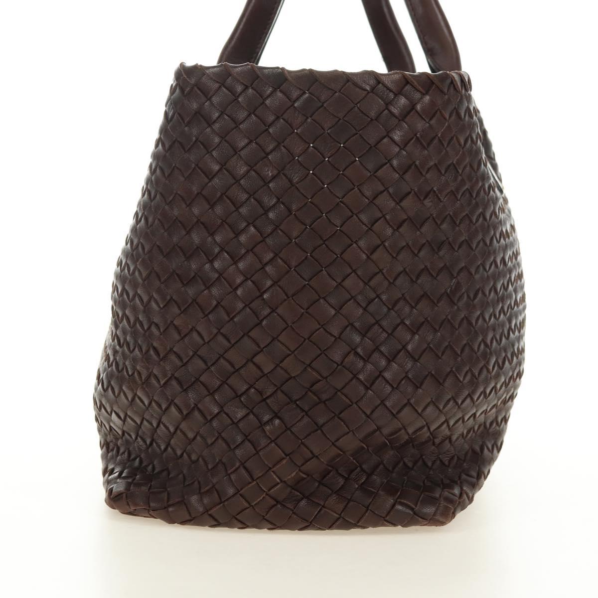 BOTTEGA VENETA INTRECCIATO Cabas MM Bag Leather Brown 115664 Auth yk20402SAV