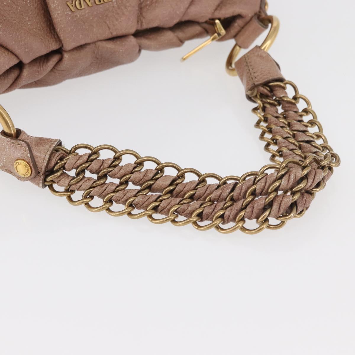 PRADA Chain Shoulder Bag Leather Pink Gold Auth yk20410A