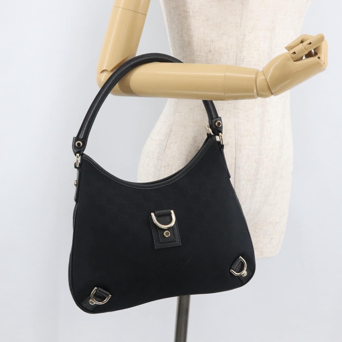 GUCCI Abbey GG Canvas Shoulder Bag Black Gold 130738 Auth yk20411SAV