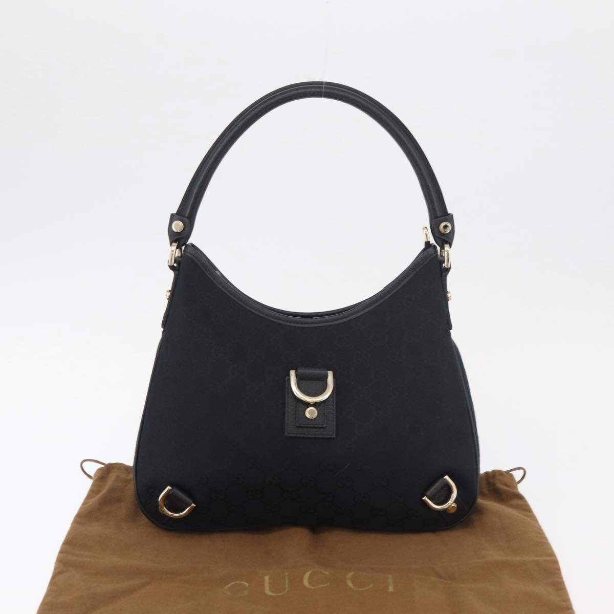 GUCCI Abbey GG Canvas Shoulder Bag Black Gold 130738 Auth yk20411SAV
