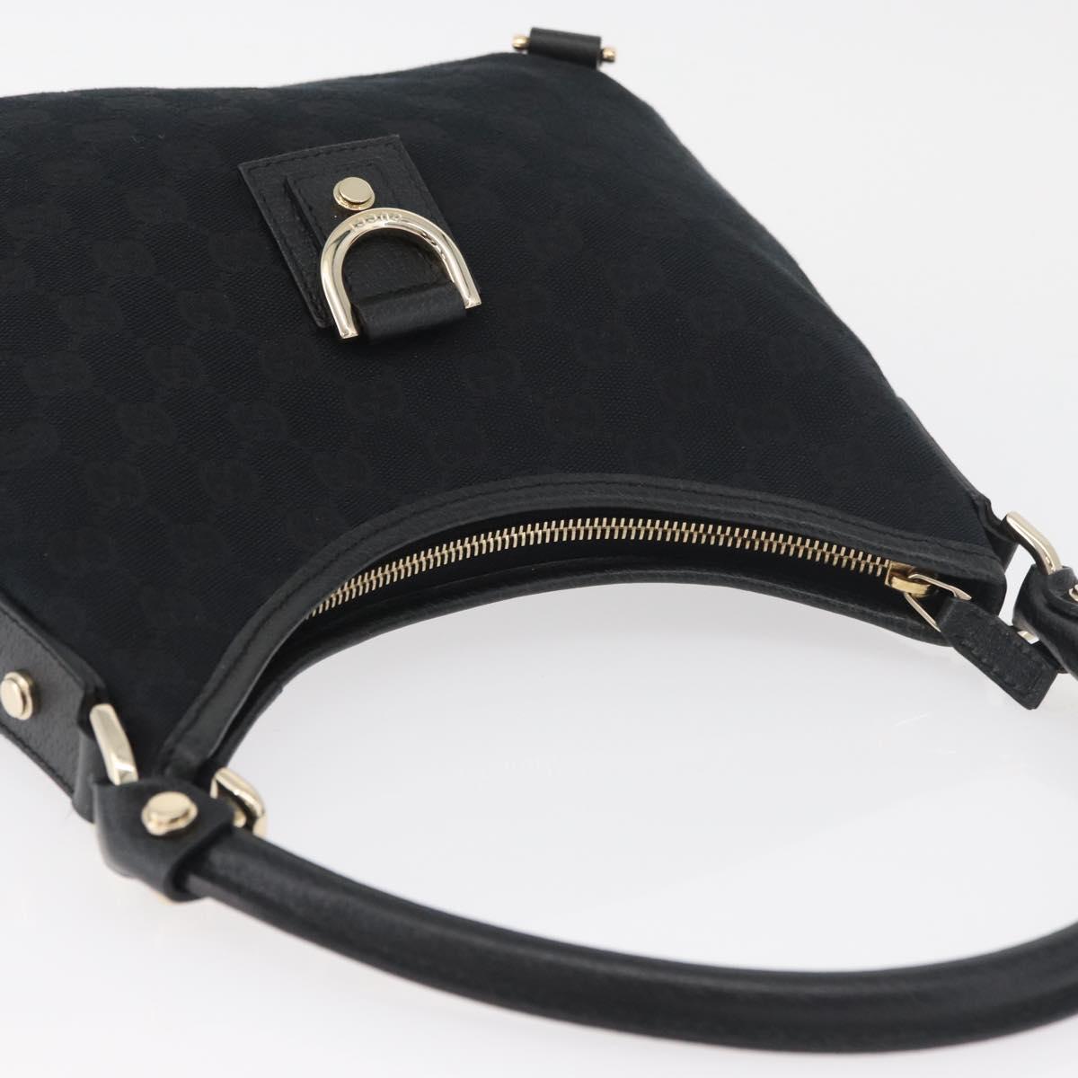GUCCI Abbey GG Canvas Shoulder Bag Black Gold 130738 Auth yk20411SAV