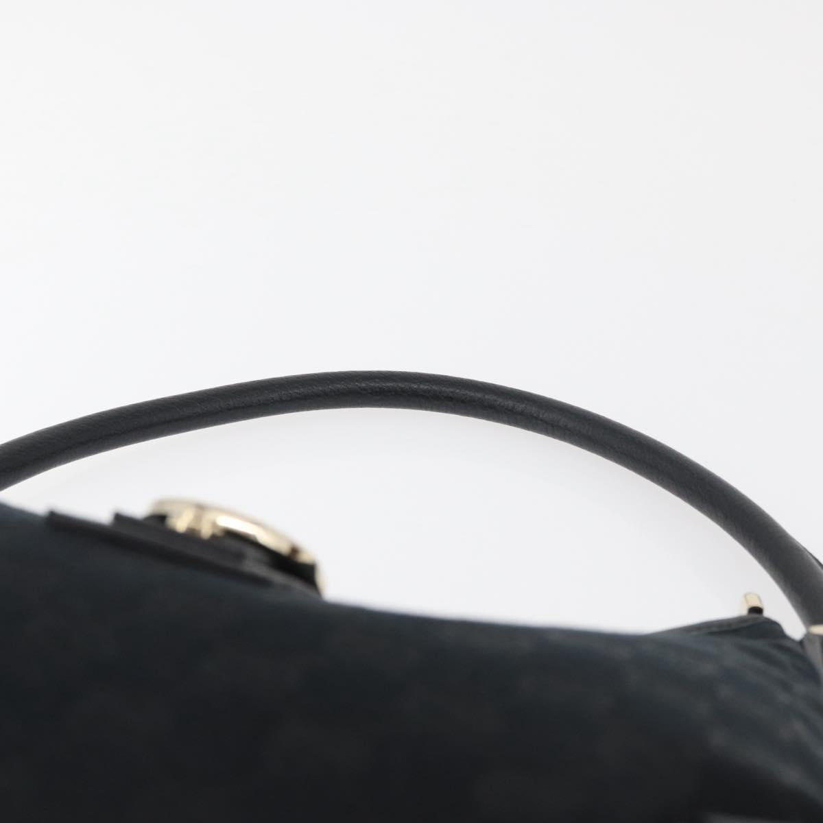 GUCCI Abbey GG Canvas Shoulder Bag Black Gold 130738 Auth yk20411SAV