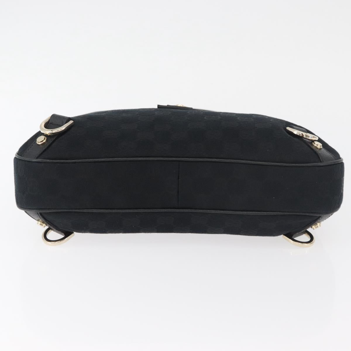 GUCCI Abbey GG Canvas Shoulder Bag Black Gold 130738 Auth yk20411SAV