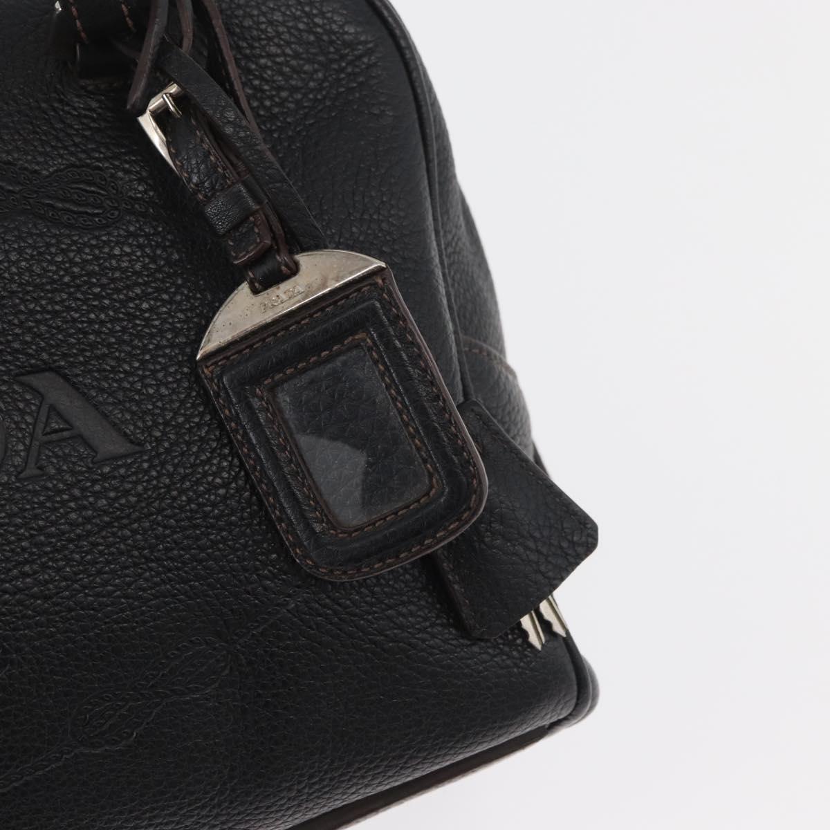 PRADA Hand Bag Leather Black Silver Auth yk20414SAM