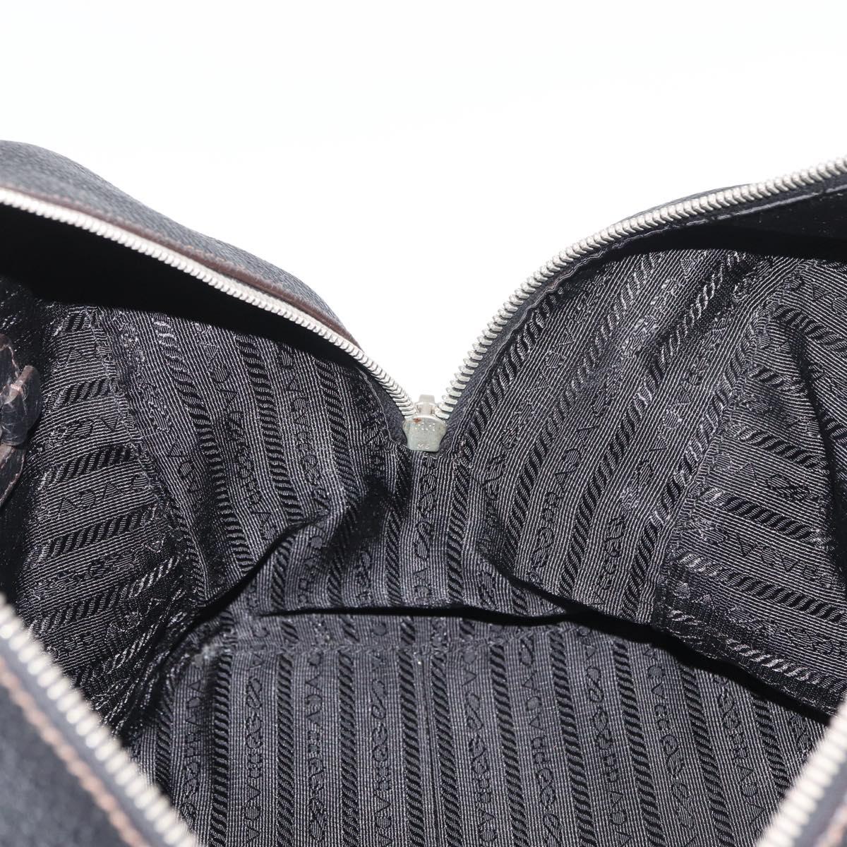PRADA Hand Bag Leather Black Silver Auth yk20414SAM